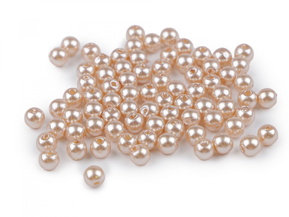 Plastové voskové korálky 6 mm (20g) - béžová