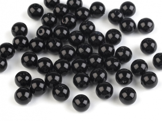 Plastové voskové korálky 8mm (40ks) - černá