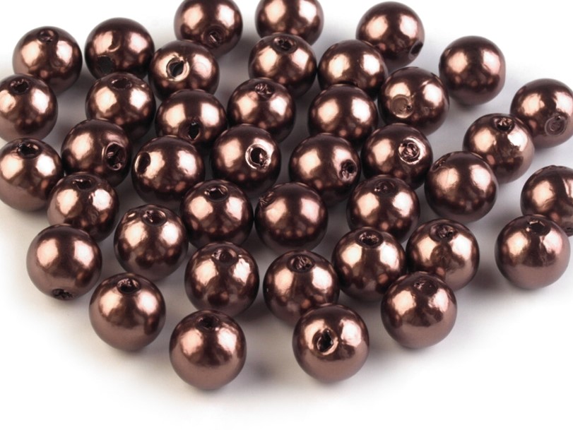 Plastové voskové korálky 8mm (40ks) - hnědá