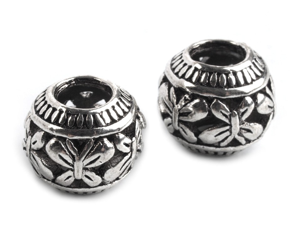 Kovové korálky s velkým průvlekem 9x11 mm