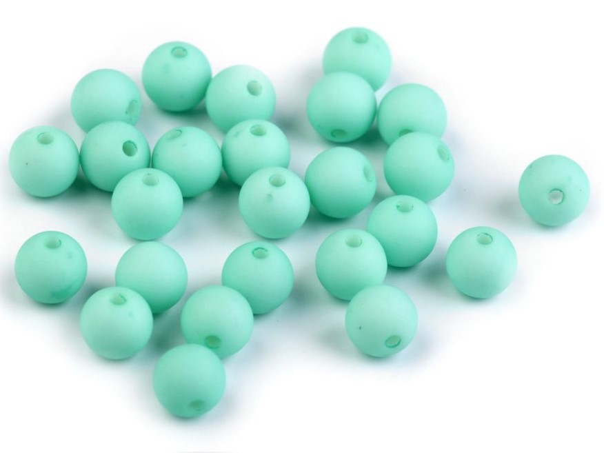 Plastové korálky 8mm (30ks) - mintová