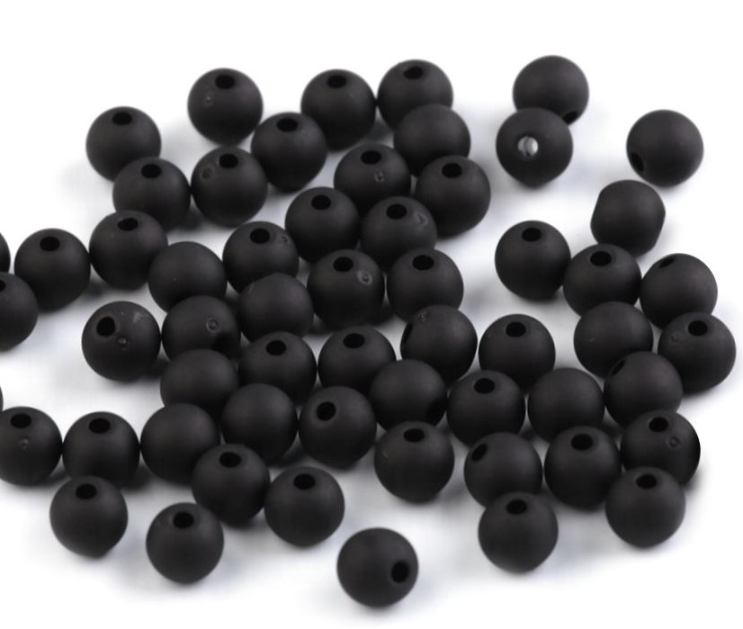 Plastové korálky 6mm (50ks) - černá