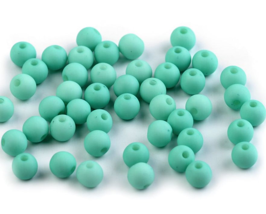 Plastové korálky 6mm (50ks) - mint