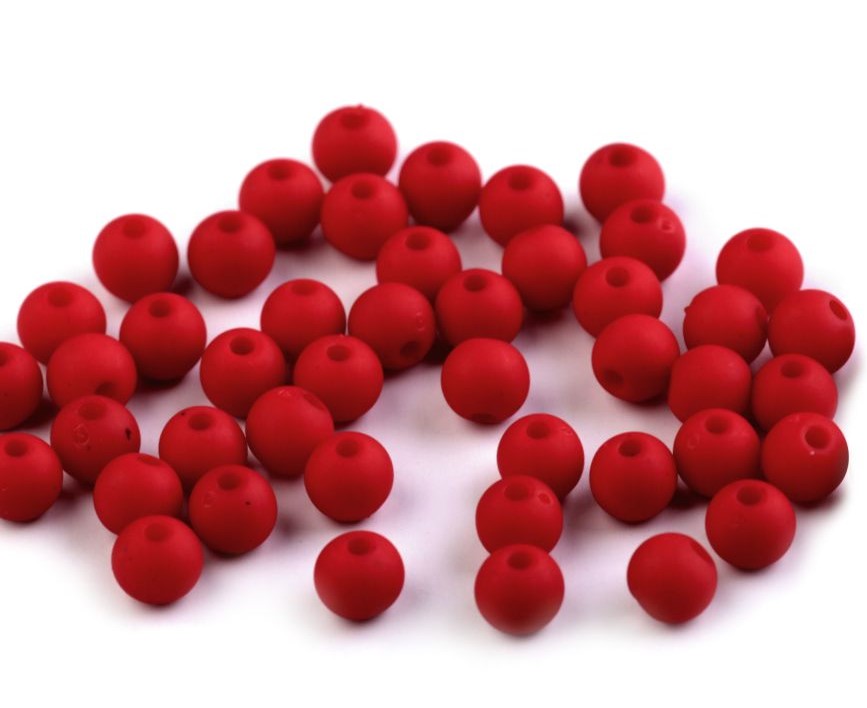 Plastové korálky 6mm (50kusů) - červená
