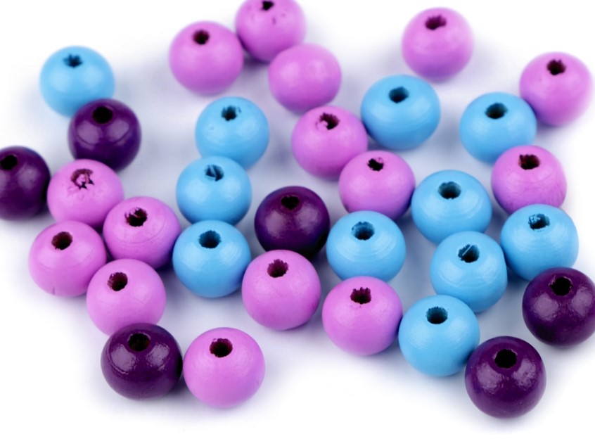 Dřevěné korálky 10 mm (35ks) - mix