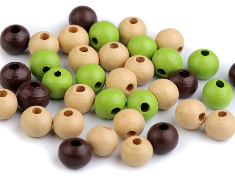 Dřevěné korálky - 60 kusů