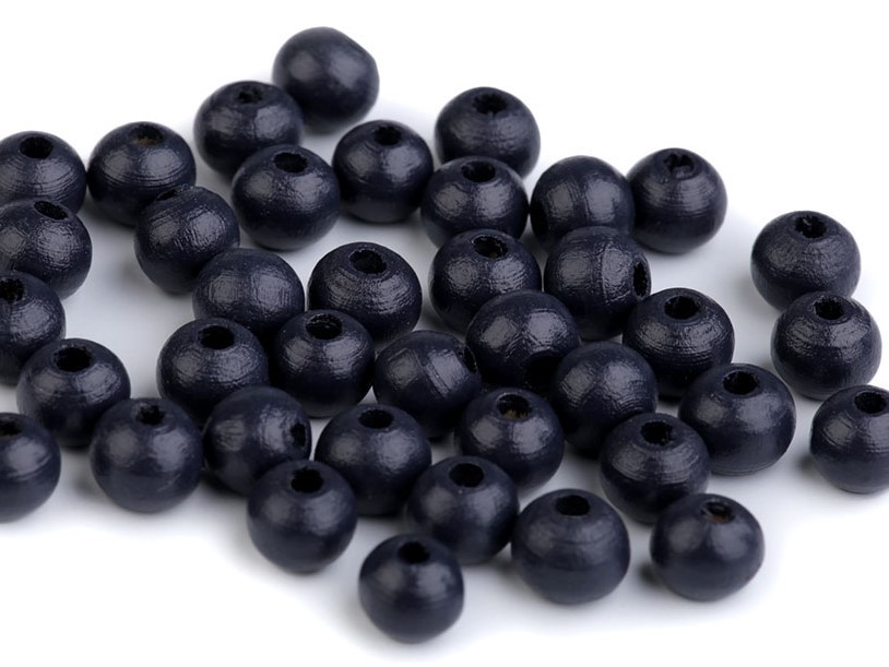 Dřevěné korálky 8 mm (60ks) - tm.modrá