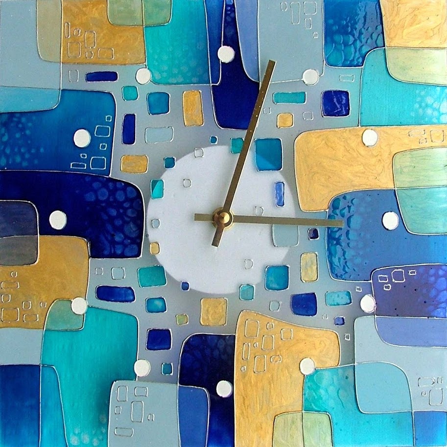 Nebeský klid-skleněné hodiny 30x30cm