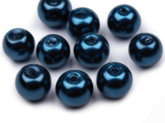 Skleněné voskové perly 8 mm (35ks) - modrá pařížská