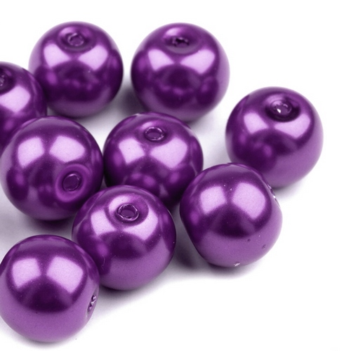 Voskované perly koule Ø8mm 6ks-fialová