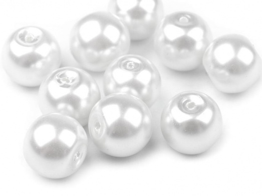 Skleněné voskové perly 8 mm (35ks) - bílá