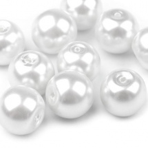 Skleněné voskové perly 8 mm (35ks) - bílá