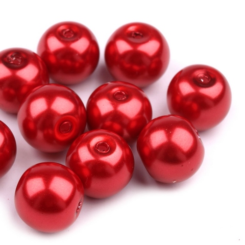 Voskované perly koule Ø8mm 6ks-červené