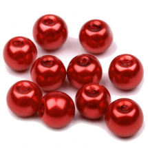 Voskované perly koule Ø8mm hladké 10ks- Červené