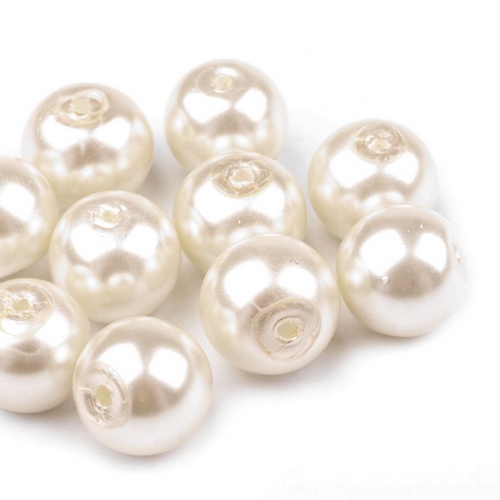 Voskované perly koule Ø8mm 6ks-sv.béžová
