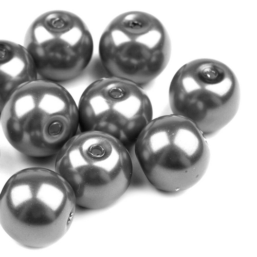 Voskované perly koule Ø8mm 6ks-tm.šedé