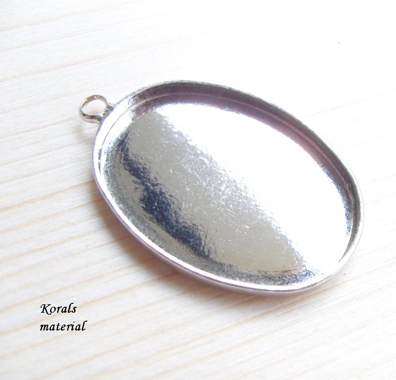 2016 lůžko pryskyřice OVÁL stříbrné 25x18 mm