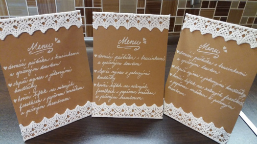 Svatební menu na stoly