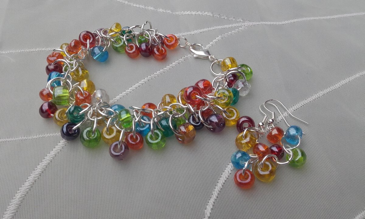 Duhový náramek a naušnice