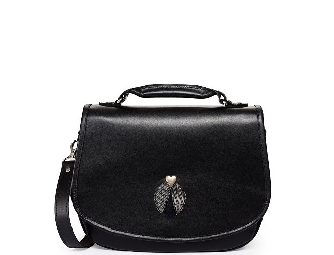 Kožená kabelka - černá s aplikací