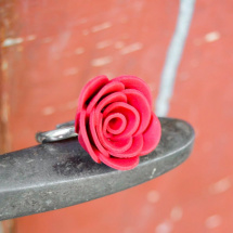 Růžička - prsten (Červená)