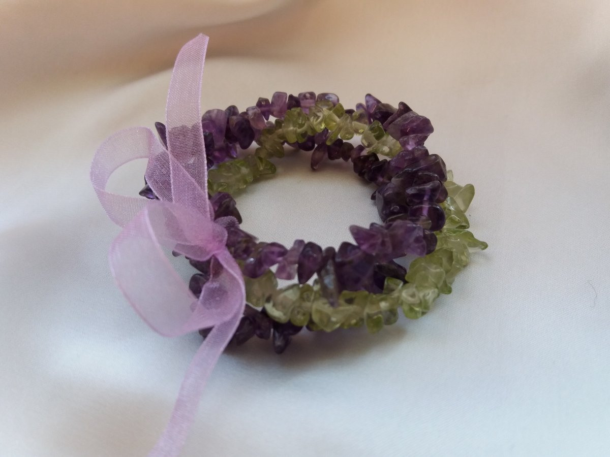 Náramek - ametyst a olivín