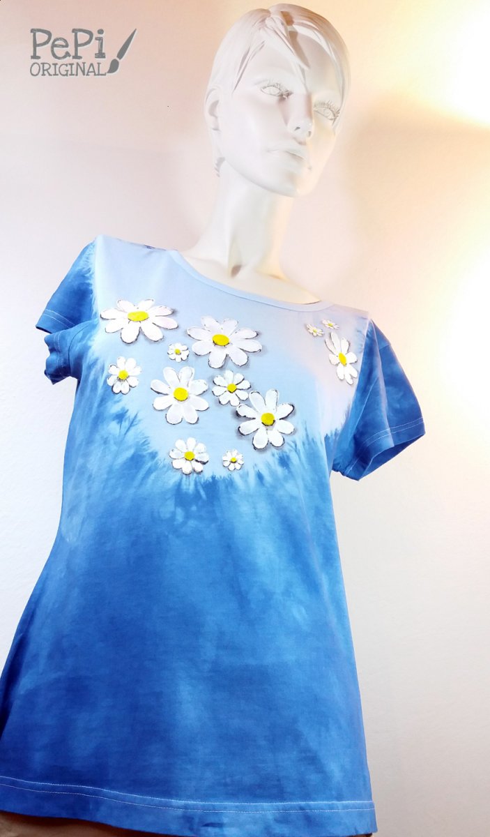 Ručně malované triko "Kopretiny" L