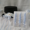 Svatební košíček menší /světle modré a bílé zdobení
