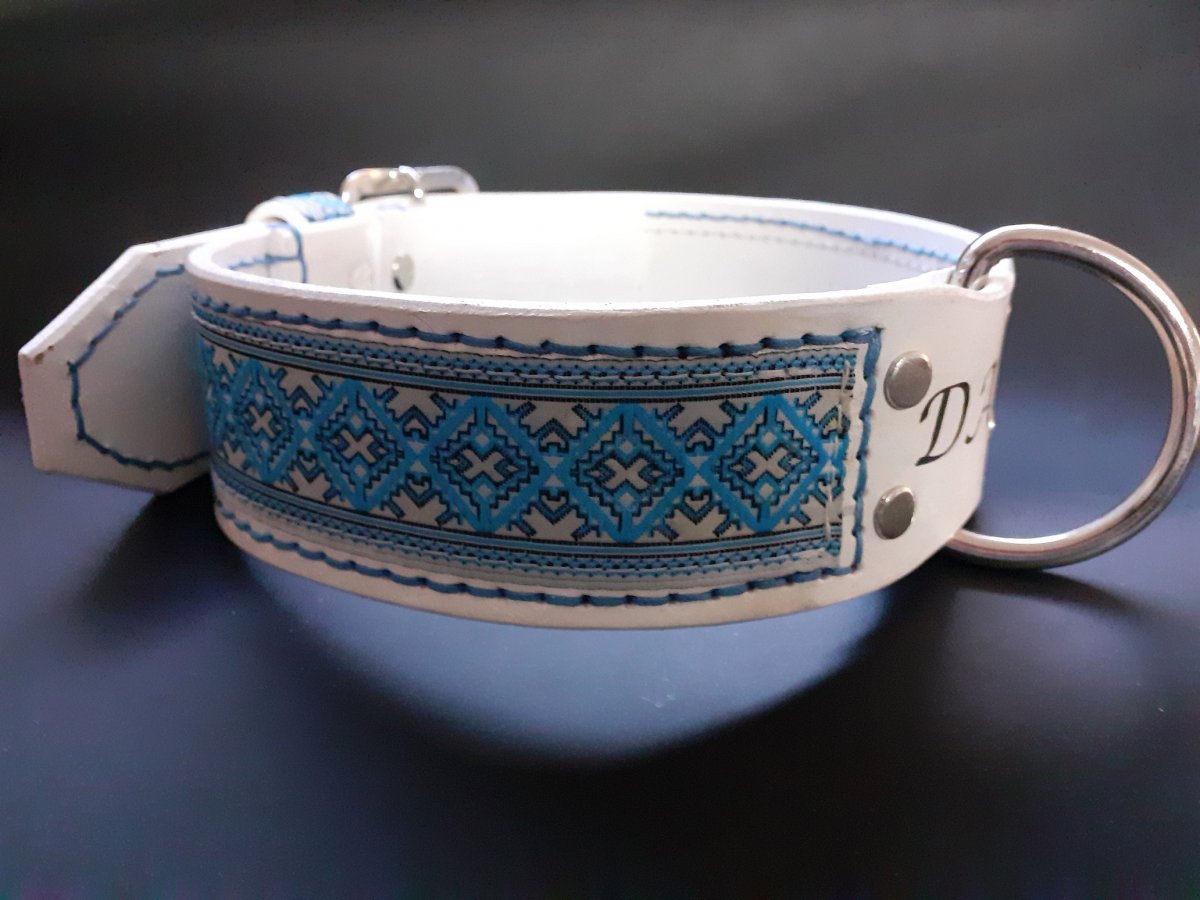 Obojok pre psíka folklórny ,modrý.