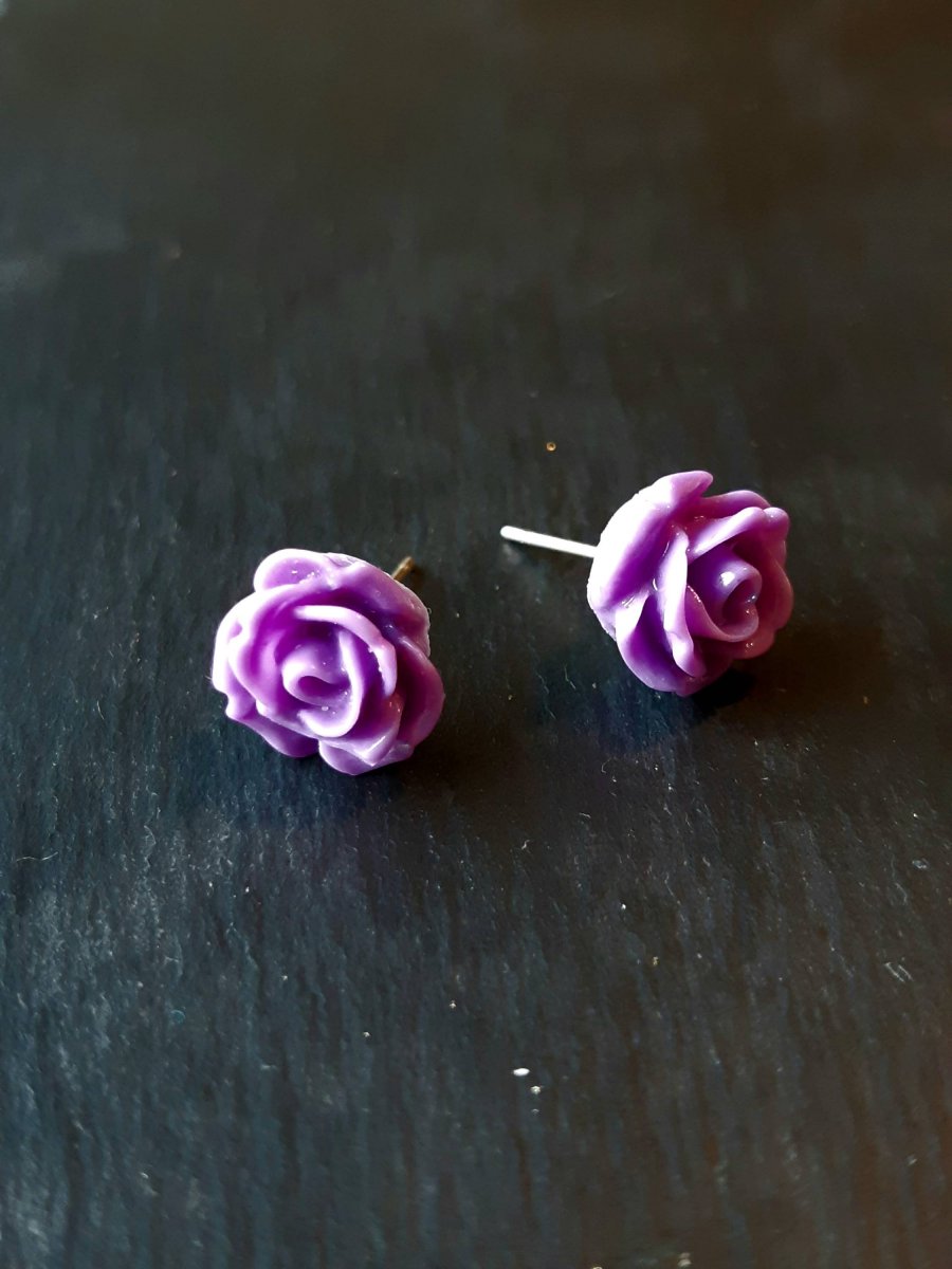 Květinové náušnice - fialové