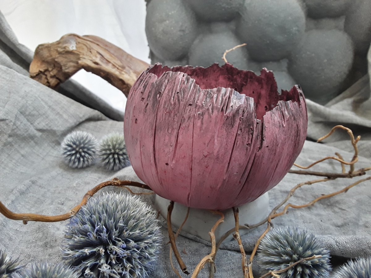 Beton-svícen-skořepina  "Starorůž.+antracit"