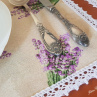 Podzimní dekorační dýně s motivem levandule s  aplikací bílé krajky šíře 20 mm