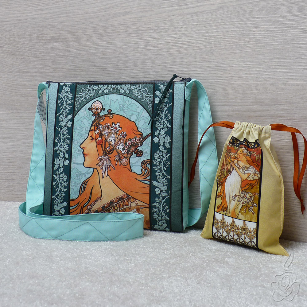 Barevná kabelka Alfons Mucha - Dáma s čelenkou