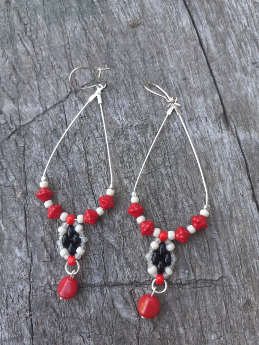 náušnice červené kapky 