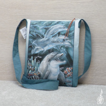 Menší šedomodrá kabelka - Delfíni