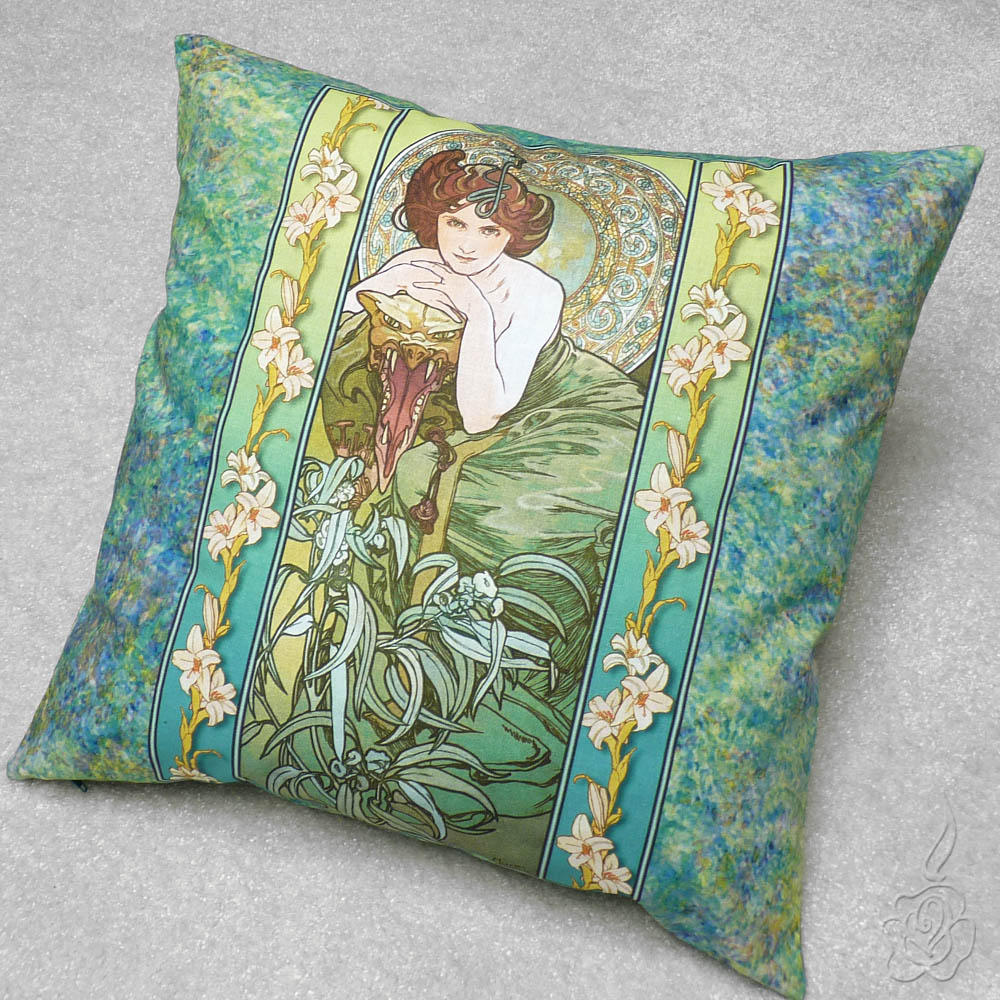 Polštář Alfons Mucha - Smaragd