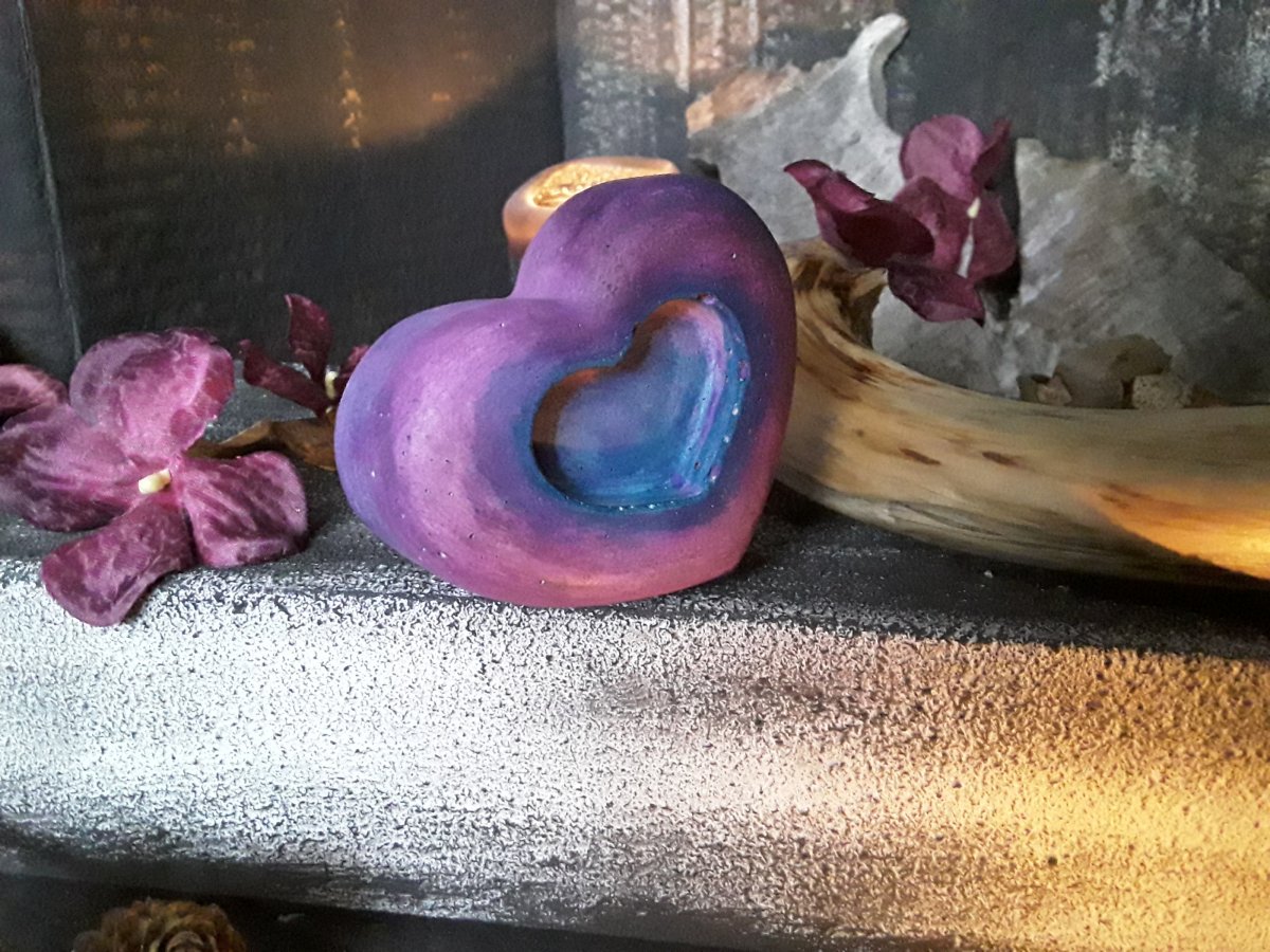 Betonové srdíčko " Fiala+petrol "