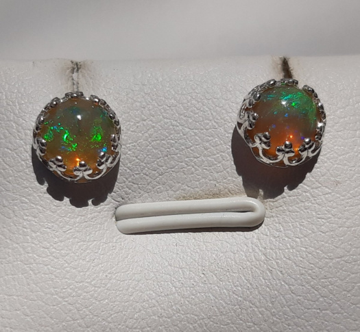 Náušnice etiopský opál - puzeta Ag 925/1000