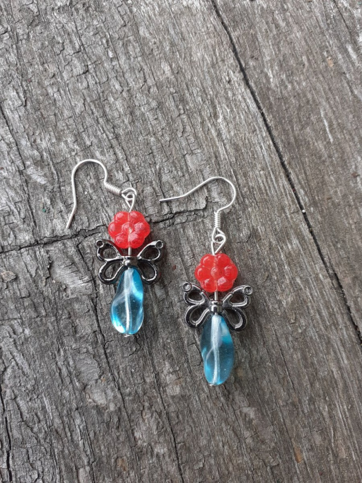 náušnice andělské modročervené