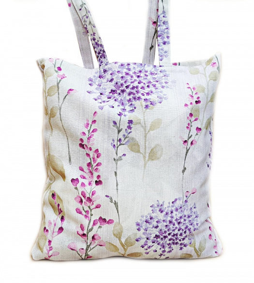 nákupní EKO taška na rameno nebo do ruky - bedrníček a lila kvítky