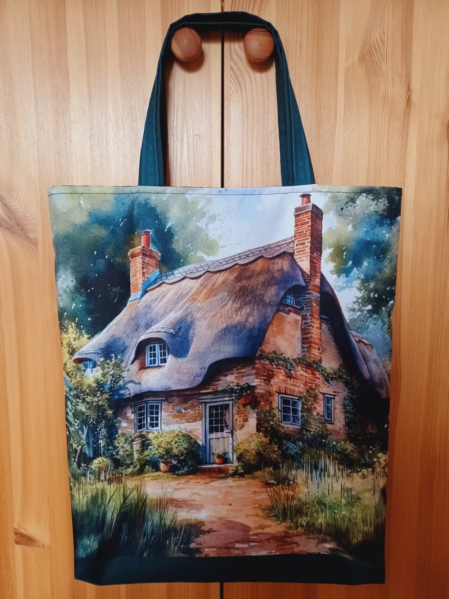 Nákupní taška z kočárkoviny s chaloupkou