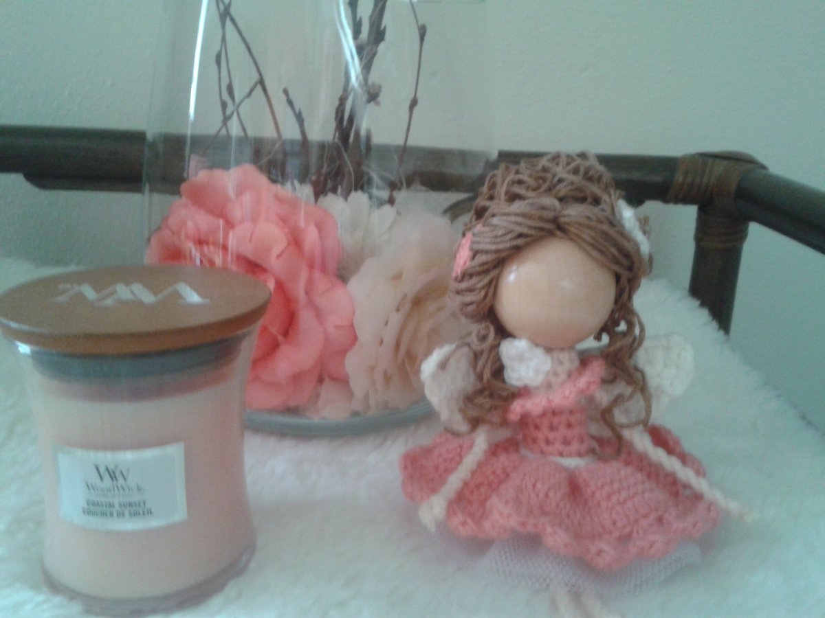 Návod na háčkovanou andělku s dřevěnou hlavičkou- Jůlii