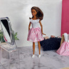 růžovo-bílé a tygrované šatičky pro Barbie