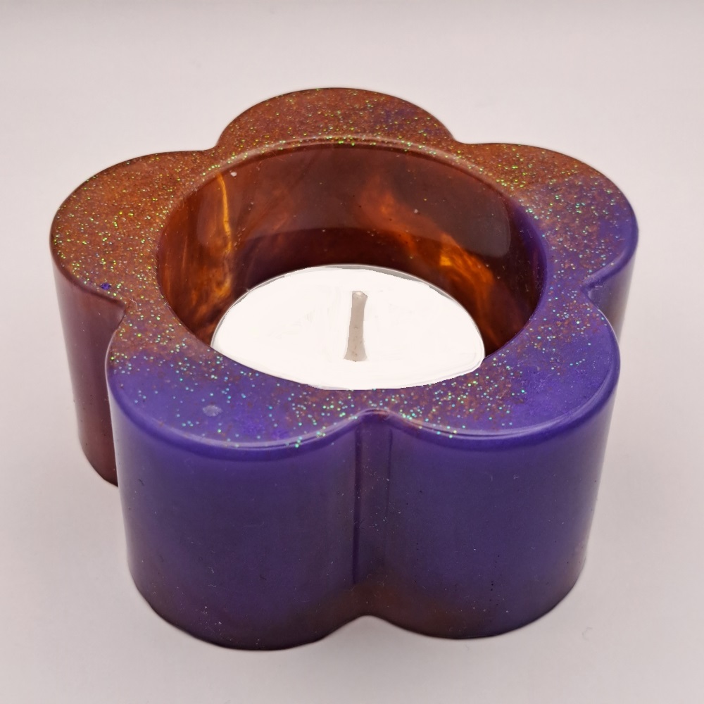 Svícen Květ Fialová a oranžová