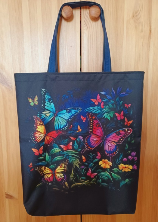 Nákupní taška z kočárkoviny s motýly