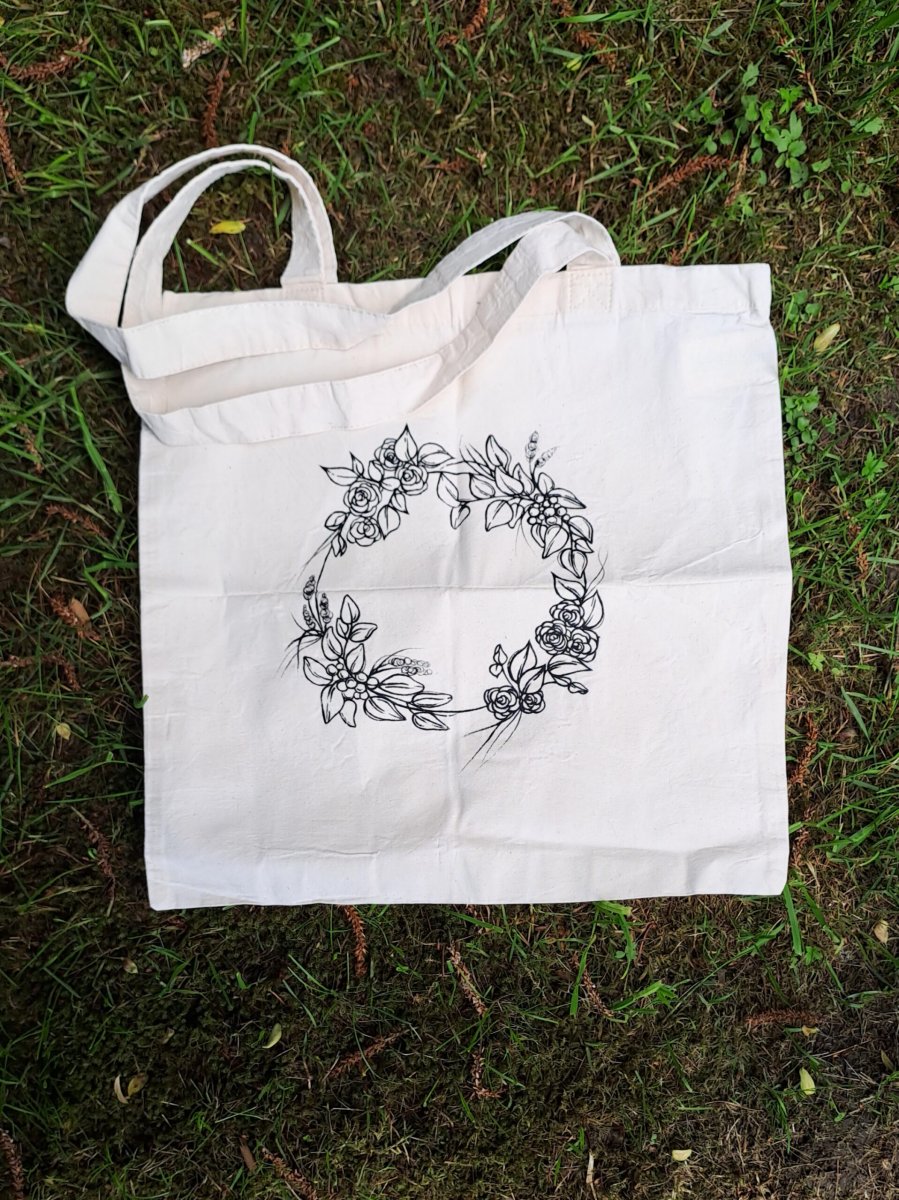 Bavlněná taška s ruční malbou květin