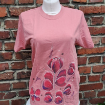 Lososové tričko s motýli S-ručně malované