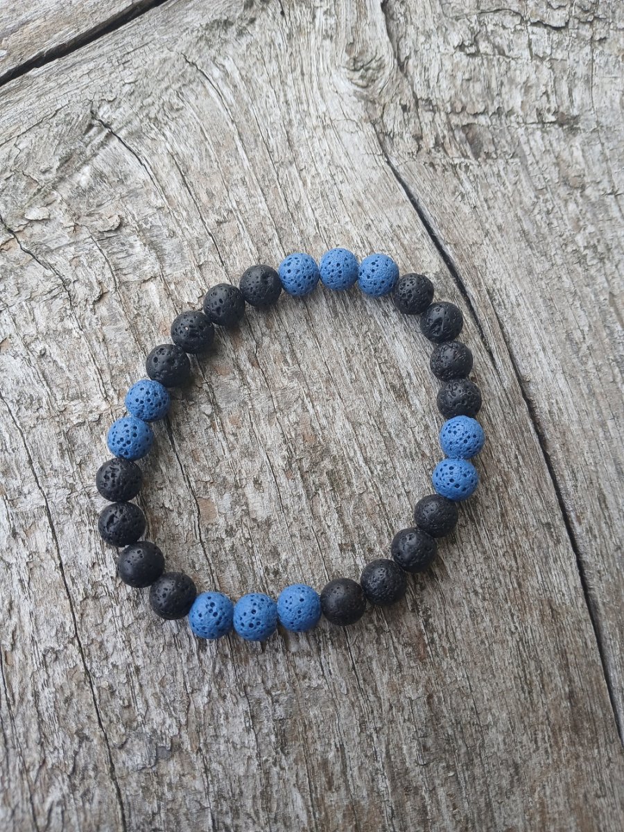 náramek pánský - láva modro-černý