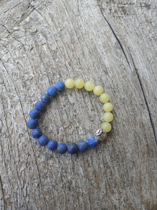 náramek lapis lazuli, jadeit 8 mm