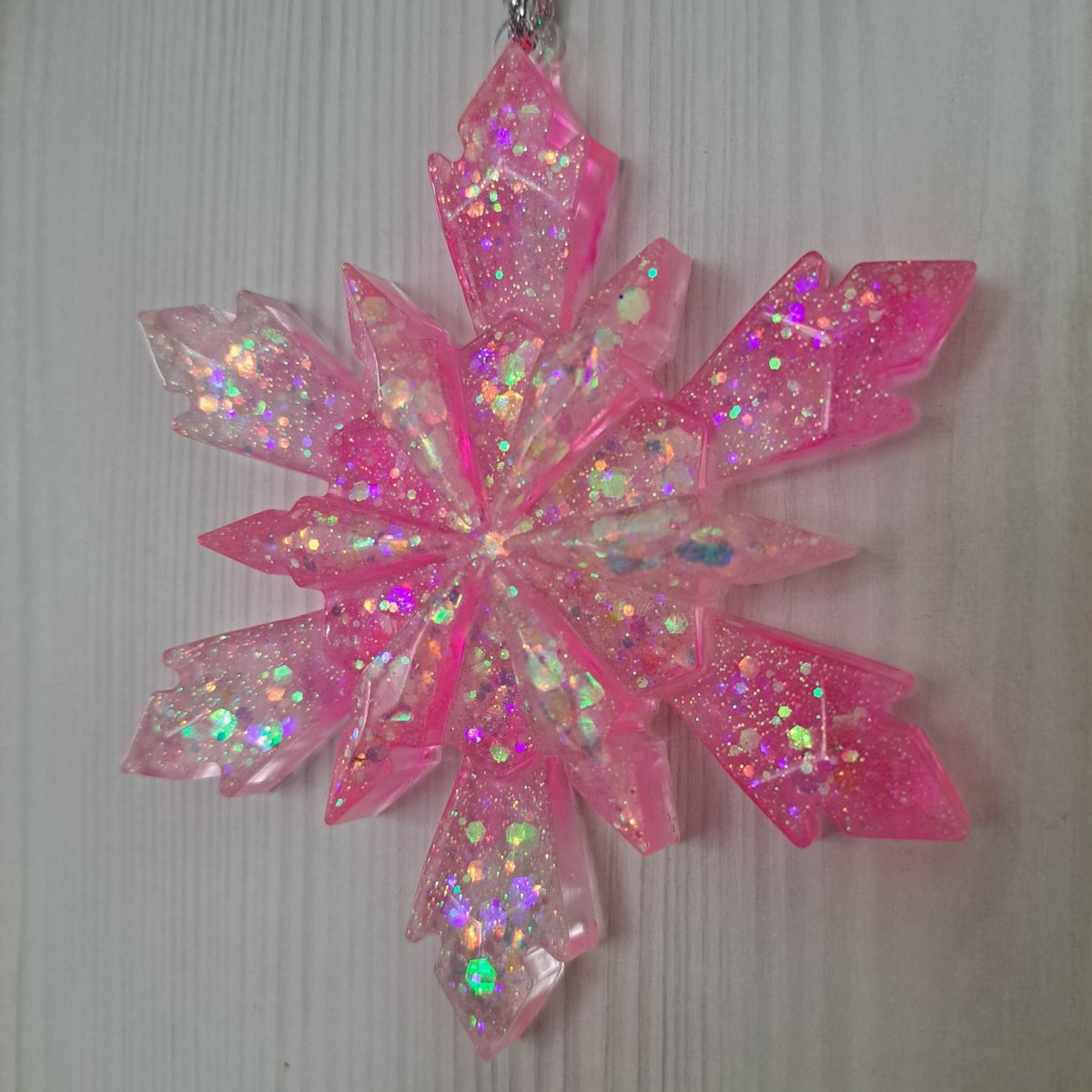 Sněhová vločka růžová třpytivá 